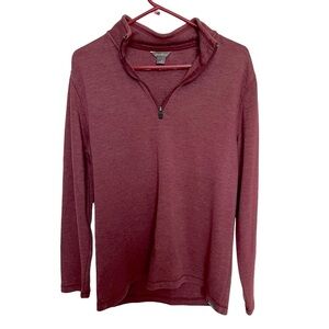 Eddie‎ Bauer Mens Medium 1/4 Zip Pullover Sweater Mock Neck Long Sleeve Maroon